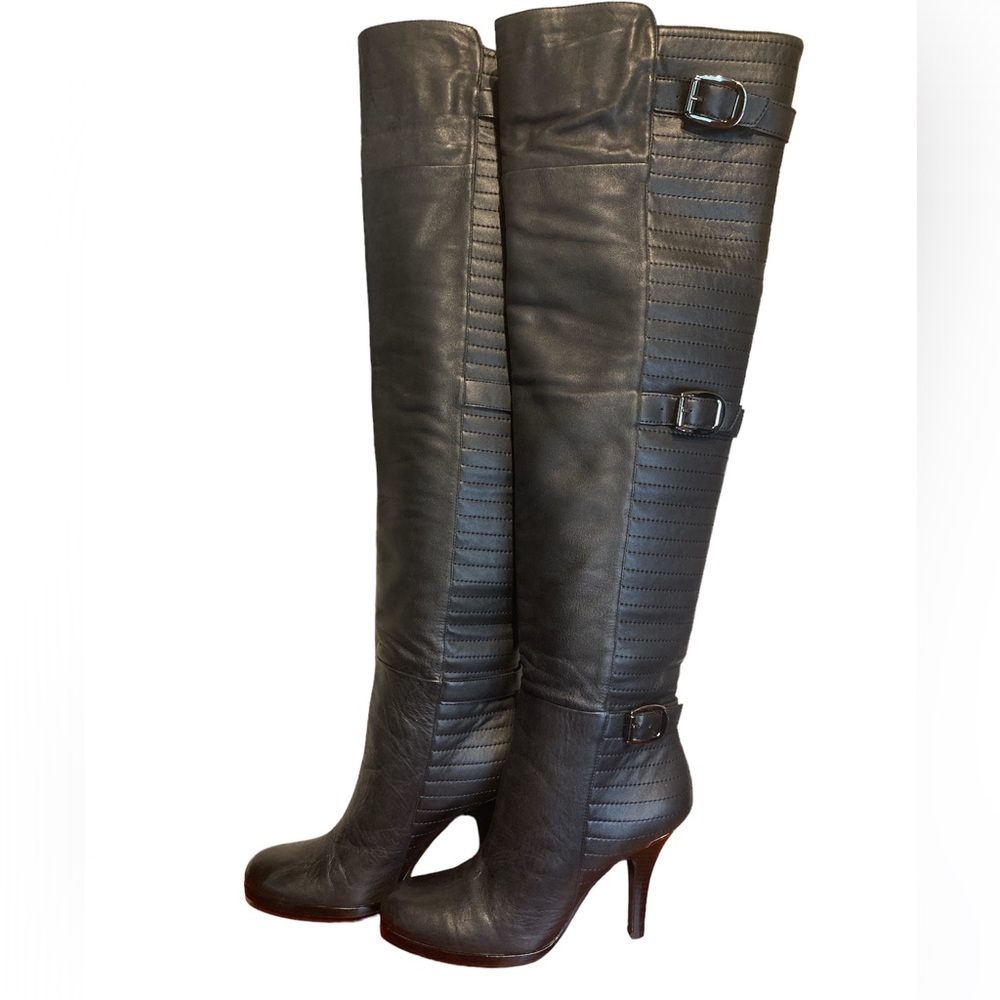 - - - - BCBGeneration Isana black faux leather  high heel boots size 10